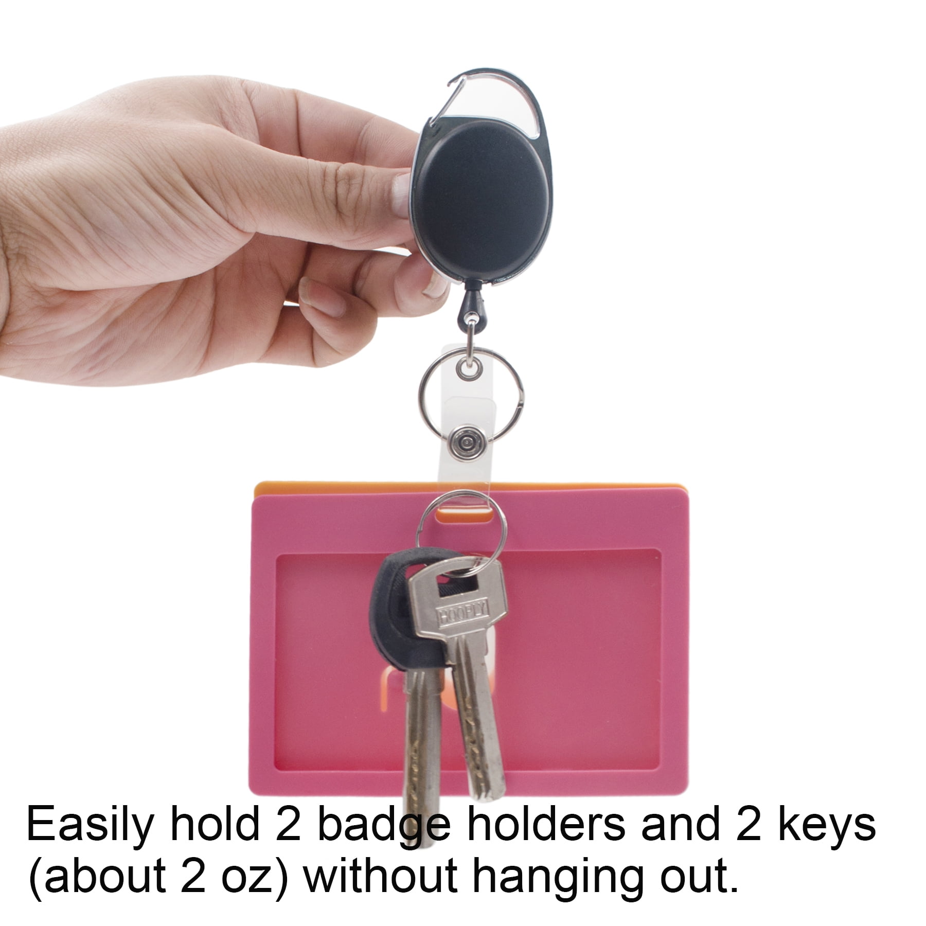 GOGO Wholesale Retractable Carabiner Badge Holder, ID Card Lanyard-Solid Black-50 Pcs