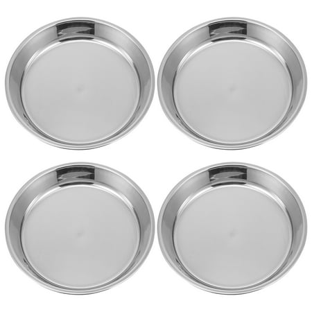 

4Pcs Stainless Steel Food Plates Serving Plates Kitchen Utensils (Silver)