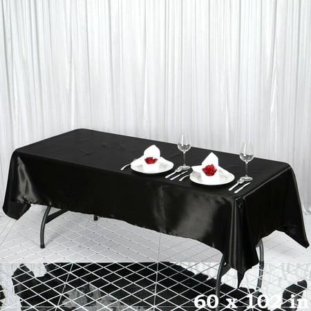 

BalsaCircle 60 x 102 Satin Rectangular Tablecloth Black Table Linen