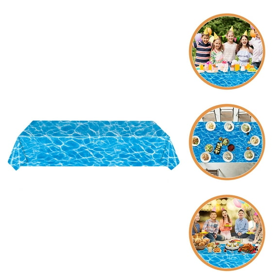 TEHAUX Rectangle Ocean Waves Tablecloth Blue for Beach Party Home Decoration 1Pack 108X54In