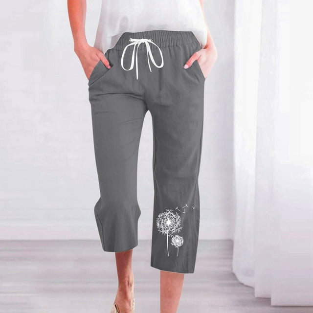 Women Casual Summer Drawstring Elastic High Waist Pants Straight Wide Leg Trousers Pant Rompers for Women Casual Pants for Women Casual Lady Basketball Jumpsuit plus Size Casual Pants Suits for Women