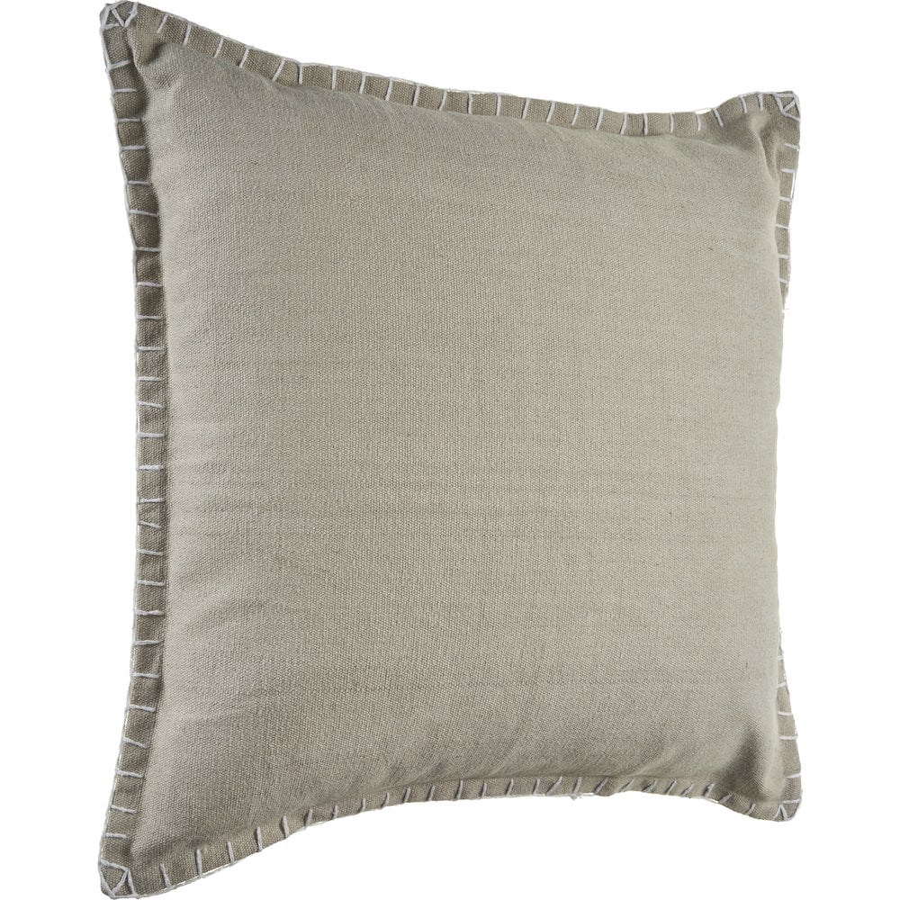 Ox Bay Wilma Set of 2 Gray Stitch Bordered 24" x 24" Cotton Adult Decorative Throw Pillow Covers