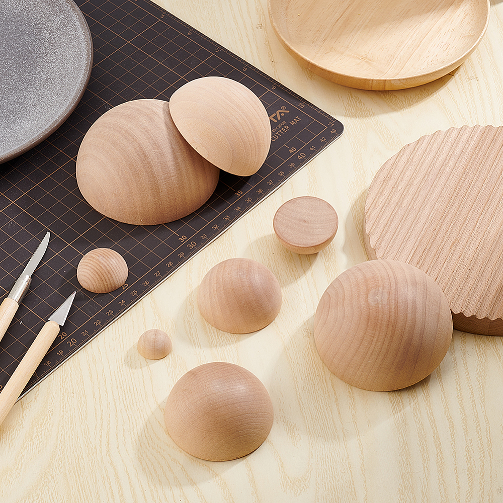 8Pcs 8 Sizes Half Round Pottery Tools Set Wooden Ceramic Top Tool Clay Tools Pottery Plate Press Tool for Making Pottery Bowls and Plates