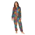 thumbnail image 4 of Adult Christmas Onesie Brightolorful Flowers Adult Zipper One-Piece Pajamas Unisex Pajamas with Pockets, 4 of 6