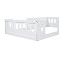 thumbnail image 3 of Noble House Agnes Twin Platform Bed with Semi-Enclosed Guardrail, Low Profile Floor Bed, Solid Wood Frame, White, 3 of 10