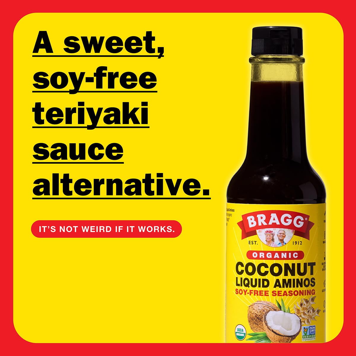 2X - Bragg Organic Coconut Aminos, Soy-Free Seasoning - Vegan, Gluten Free, No Gmo’S, Kosher Certified (10 Ounce)