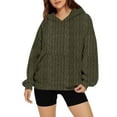thumbnail image 2 of Pxxlle Plus Size Hoodie for Women Oversized Long Sleeve Hooded Sweatshirts Trendy Knit Jacquard Hoodies with Pockets Green L, 2 of 8