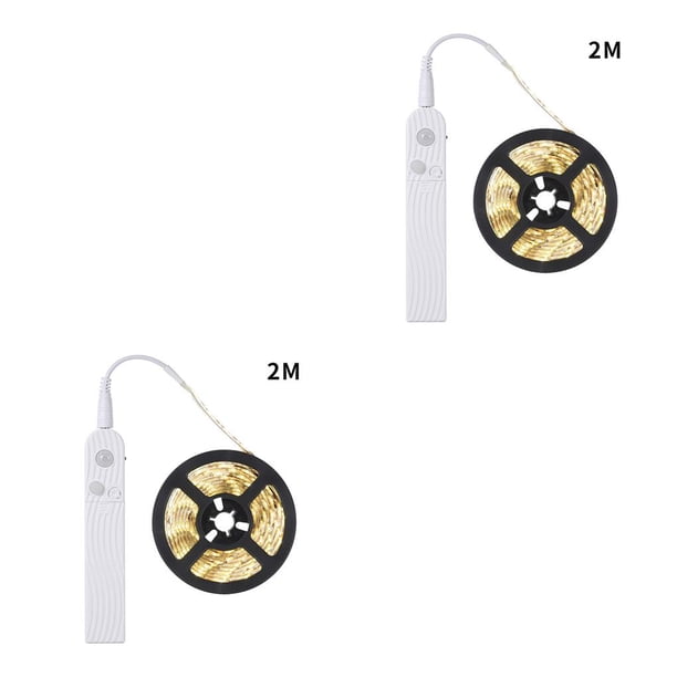Wosthever Cadena de luz LED Tira de luz LED de inducción Tira de lámpara de gabinete alimentada por 1.5W 200lm, blanco cálido, 2 Blanco cálido Tipo 2 2piezas