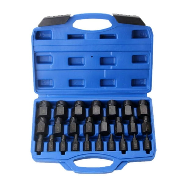 25 piezas Extractor de tornillos dañados, juego de extractores de tuercas, herramienta de eliminación de pernos rotos de acero de aleación