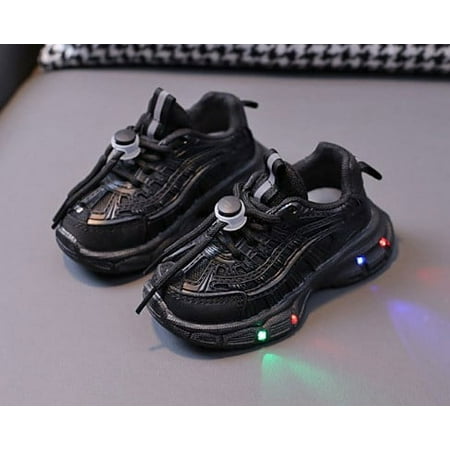 Sneakers for Girls Light-Up Flashing Boys Sneaker Athletic Running Shoes with Strap Fashion Breathable Sneakers for Kids