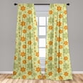 thumbnail image 5 of Ambesonne Floral Curtains, Retro Graphic Flowers, Pair of 28"x95", Pale Green Orange, 5 of 5