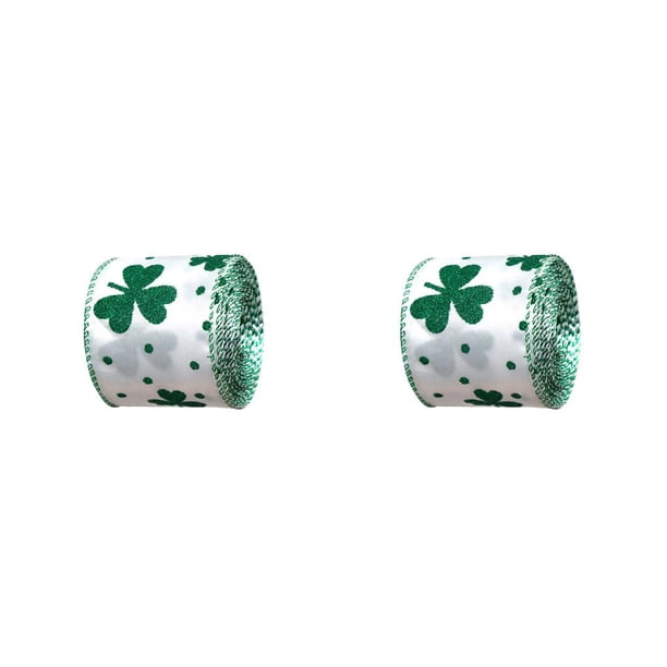 Advancent Cintas hoja arpillera brillo dorado serpentina papel de regalo trébol cinta con cable suministros DIY costura fiesta tipo 8 tipo 5 2piezas