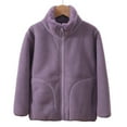 thumbnail image 2 of Atogsazn Girls Fuzzy Fleece Jacket Casual Shepra Zip Up Long Sleeve Coat Winter Warm Fashion Clothes 01-Purple 6-8 Years on Clearance, 2 of 4