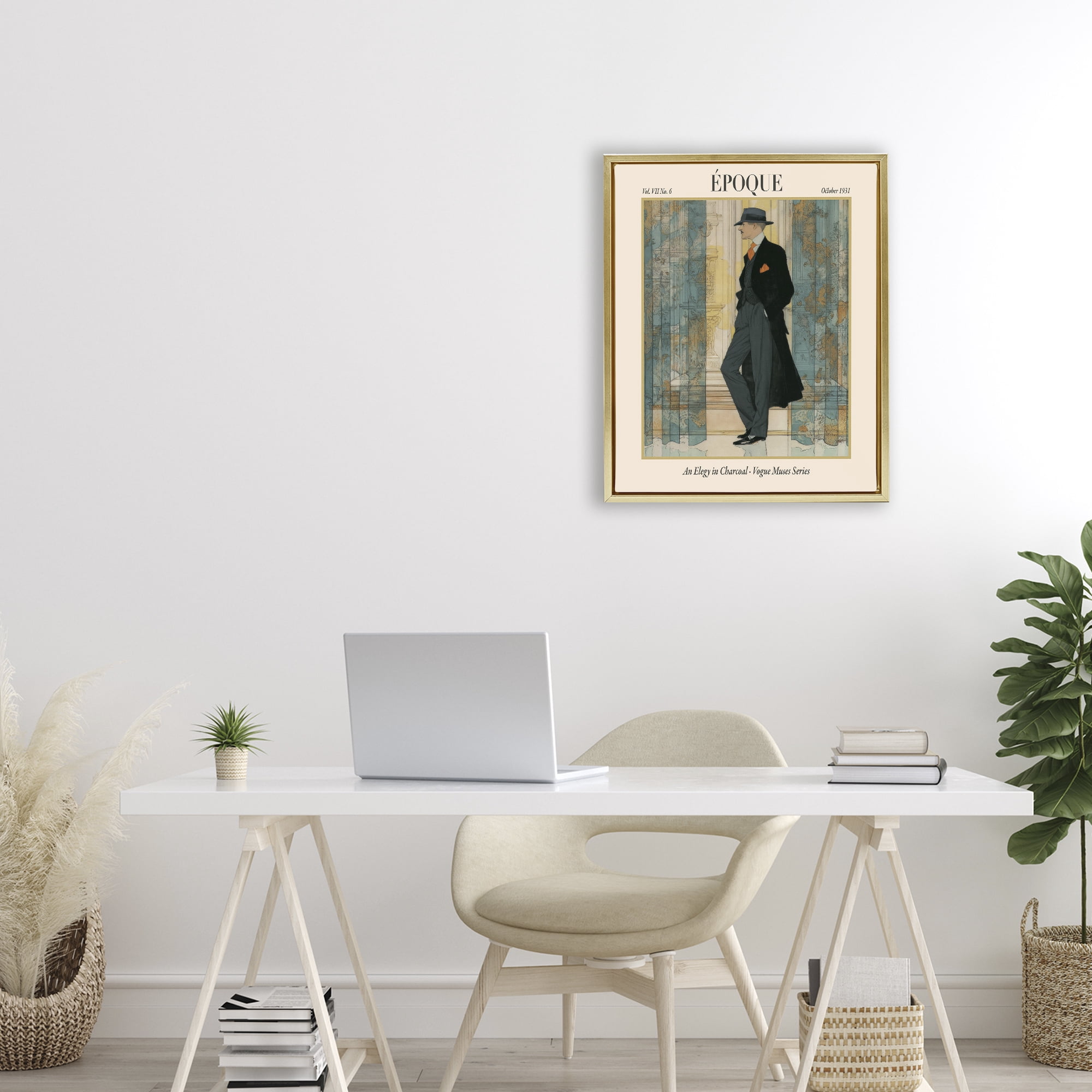 Stupell Industries The Gentleman Magazine Gold Framed Floater Canvas Wall Art, design by A Barefoot Stylist