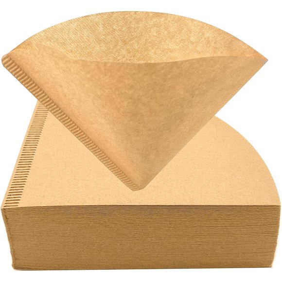 100 PCS Unbleached Coffee Filters Disposable Cone Filter Papers Compatible with Size 02 V60 Pour Over Brewer Conical-Shaped Dripper Coffee Maker (1-4 Cups)