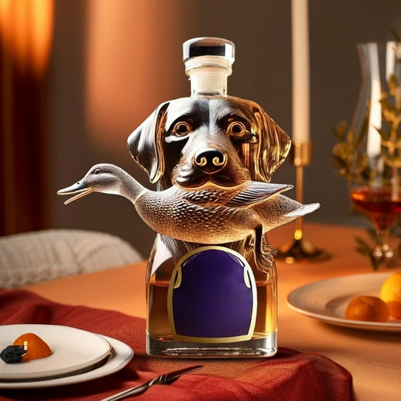 Cadorn 1 PCS Dog Holding Duck Glass Whiskey Decanter Bottle, Novelty Liquor Container with Unique Design, Home Bar Decor Accessories for Parties, Gifts, Holiday Celebrations