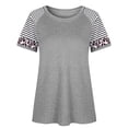 thumbnail image 3 of Camiseta de mujer Vogacara con estampado de rayas manga corta cuello redondo gris L, 3 of 7