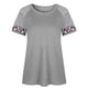 thumbnail image 3 of Camiseta de mujer con estampado de rayas, manga corta, blusa con cuello redondo, gris, L sidaley  AP001776-13, 3 of 7