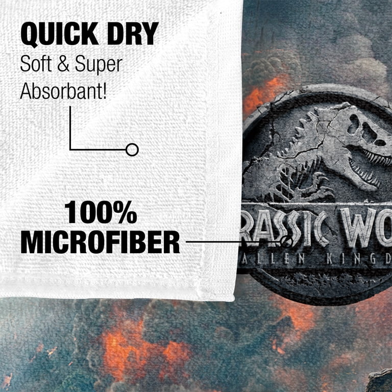 Jurassic World Fallen Kingdom Dino Sketch Pattern Beach Towel - 30x60 Inches, Hand-Printed In USA | Lightweight, Absorbent Towel For Beach, Pool, Or Fan Gifts