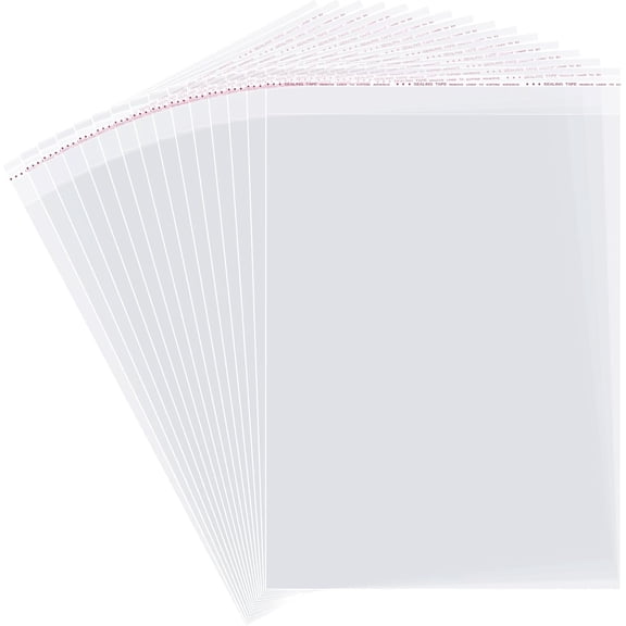 Clear Resealable Cellophane Plastic Bags for Packaging Shirts, Clothing and Products,100 Pcs 12x16 Inches Large Self Sealing Cellophane Bags