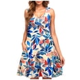 thumbnail image 2 of Ovzne Robes pour Femmes 2025 Robe de Plage Femme Décontractée Grande Taille Sans Manches Col Rond Imprimé Robe Courte Grande Taille Robe Maxi Imprimée Liquidation, 2 of 5