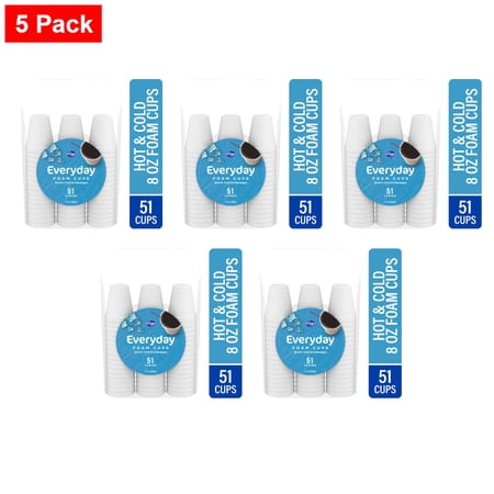 Kroger Everyday Foam Cups 51 ct (8 oz) - 5 Pack