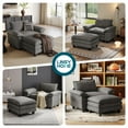 thumbnail image 6 of Linsy Home Oversized Corduroy Accent Chair with Ottoman for Living Room, Grey, 6 of 7