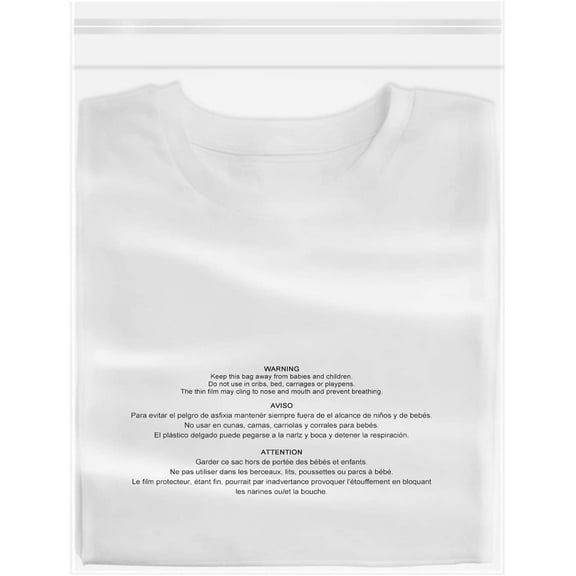 500 Count - 8" x 10", Self Seal 1.6 Mil Clear Plastic Poly Bags with Suffocation Warning for Clothing, T-Shirt, Brochure, Prints, Handicraft Gift-Resealable Adhesive