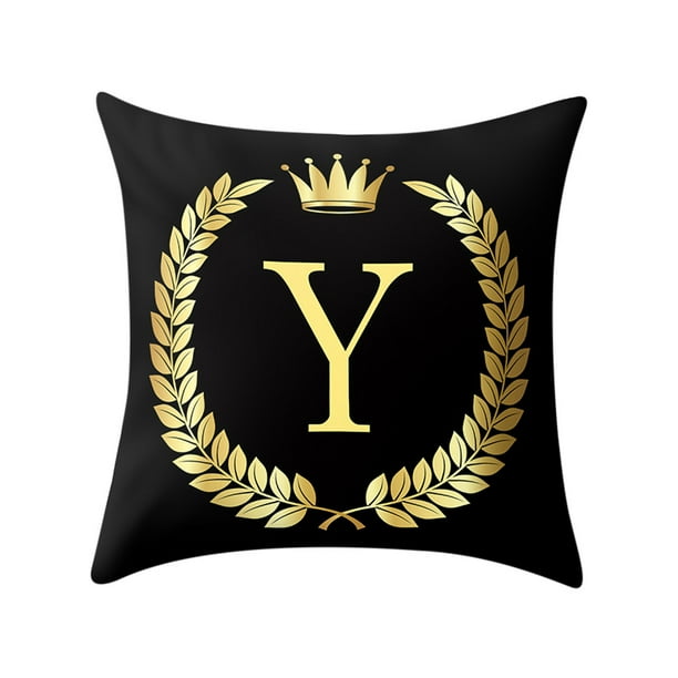 Home Decor Pillow Cover Black and Gold Letter Pillowcase Sofa