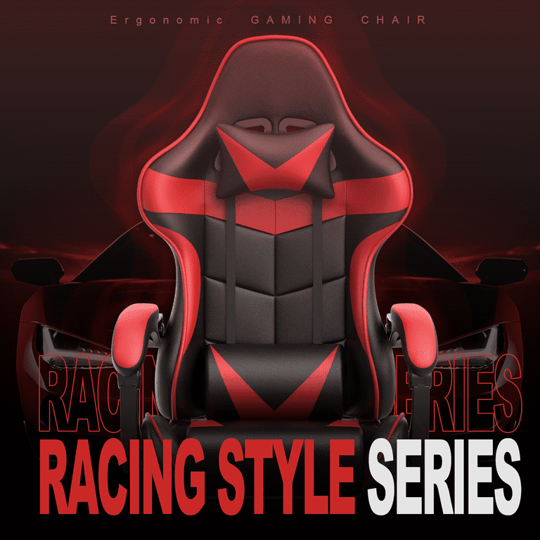 SOONTRANS Red Massage Gaming Chair, Footrest photo 2