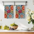 thumbnail image 3 of Boho Teal Flower Kitchen Towels Set of 4, Spring Bohemia Chic Red Yellow Floral Absorbent Dish Towels for Kitchen, Microfiber Hand Towel, Quick Drying Tea Towel for Cleaning Decorative Dishcloths, 3 of 7
