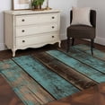 thumbnail image 3 of Teal Wood Grain Washable Area Rug 3x5 Farmhouse Board Retro Vintage Strip Low-Profile Large Area Rugs with Non Slip Backing Indoor Floor Carpet for Entrance Living Room Bedroom Home Office, 3 of 9