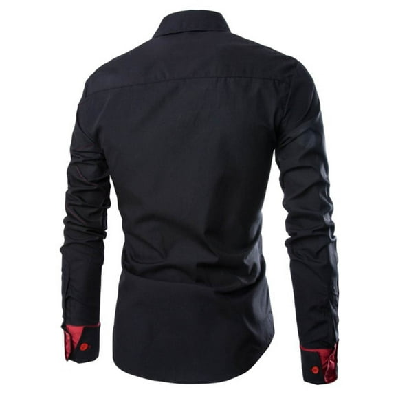 PEASKJP Men's Shirts Mens Print Front Buttons Soft Casual Dress Shirt (Black,XXL)