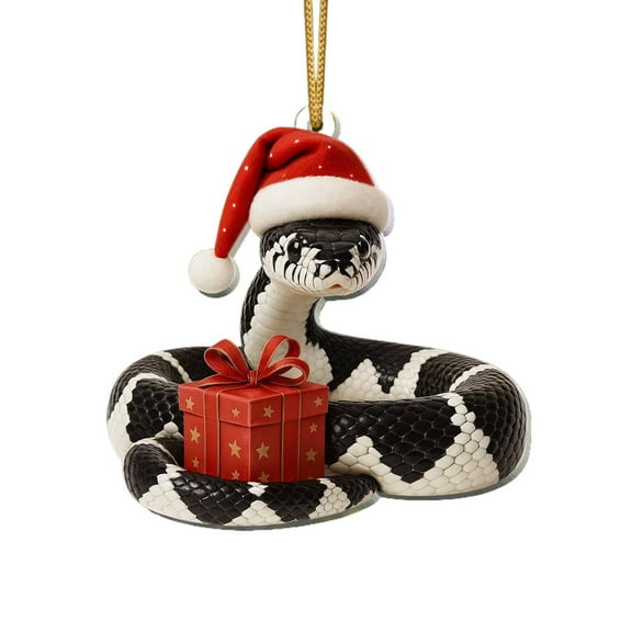 Santa Christmas Tree Keepsake Ornaments, Funny Python Themed Printed Flat Ornament, Xmas Hanging Decor Cute Home Decor for Animal Lovers, Kids, Friends, and Python Fans