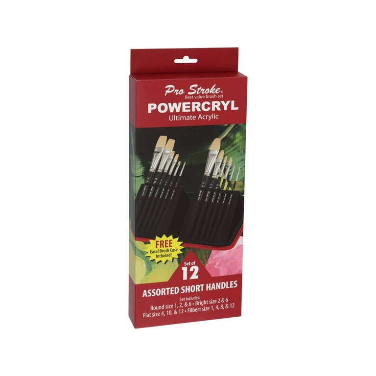 Creative Mark Pro-Stroke Powercryl Paint Brushes - 5-Pack Synthetic Brushes For Acrylic & Oil Painting
