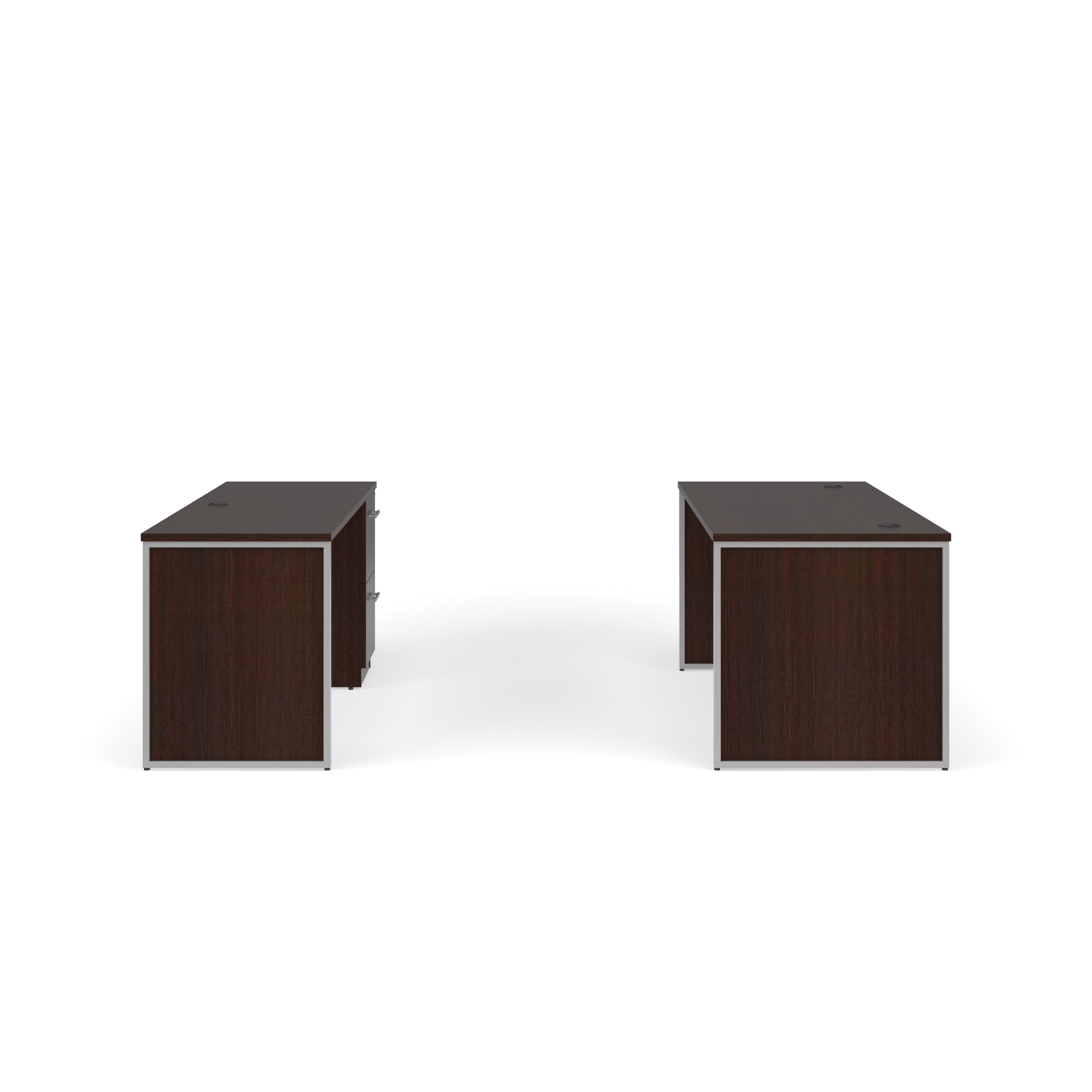 OFM Fulcrum Series Office Furniture Set, 66" Table Desk, 66" Credenza, Filing Cabinet, Modesty Panel, Leg Panels, in Espresso