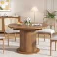 thumbnail image 2 of 59" Extendable Round Dining Table for 4-6, Modern Oval Kitchen Table with Fluted Base, Circle Dining Table for Living Room, Walnut, 2 of 7