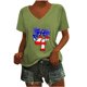 thumbnail image 1 of Camisetas de Cuello Redondo Impreso Gradiente de las Mujeres, Manga Corta Casual Top para el Uso Diario, 1 of 6