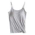 thumbnail image 2 of Tank Top for Women, WNEGSTG Women's Scoop Neck Cami Cotton Blend Undershirts with Pads Lounge Sleepwear Tops Gray, 2 of 4