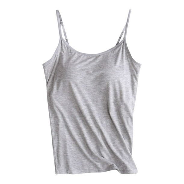 Camiseta sin mangas con tirantes y cojín en el pecho - Sin anillas de acero, diseño elástico acanalado para uso informal/deportivo - S-XXL