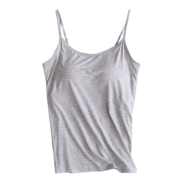Camiseta sin mangas con tirantes y cojín en el pecho - Sin anillas de acero, diseño elástico acanalado para uso informal/deportivo - S-XXL