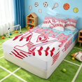 thumbnail image 3 of Manfei Girls Baseball Zipper Twin Comforter Sets with Fitted Sheet and 2 Pillowcases, Cute Ice Cream Drip Y Zipper Bedding Set, Pink Light Blue Y, 3 of 7