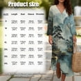 thumbnail image 6 of COEQINE Midi Dress for Women 3/4 Sleeve Wrap V-Neck, Loose Fit Boho 2026 Shift Dress Beach Cover Up with Linen Look, Machine Washable, Size M, Ink Pine Tree Mountain, 6 of 6