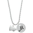 thumbnail image 1 of Delight Jewelry Silvertone Small White Megaphone Silvertone Script Initial Disc - M - Charm Necklace, 20"+3", 1 of 4