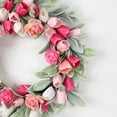 thumbnail image 3 of Spring Front Door Wreath with Artificial Bunny Ear Leaves, Tulips & Roses, Faux Floral Greenery Wreath for Indoor Outdoor Home Decor, Wall Window Porch Farmhouse Easter Decorations, 19*19in, A, 3 of 8
