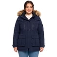 thumbnail image 3 of Wantdo Women's Plus Size Long Winter Puffer Coats Water-Repllent Thicken OverCoat Navy 2X, 3 of 9