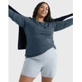 thumbnail image 5 of Hanes Women’s Long Sleeve Scoop Neck Cotton T-Shirt (Plus Size) Trekking Grey 2X, 5 of 5