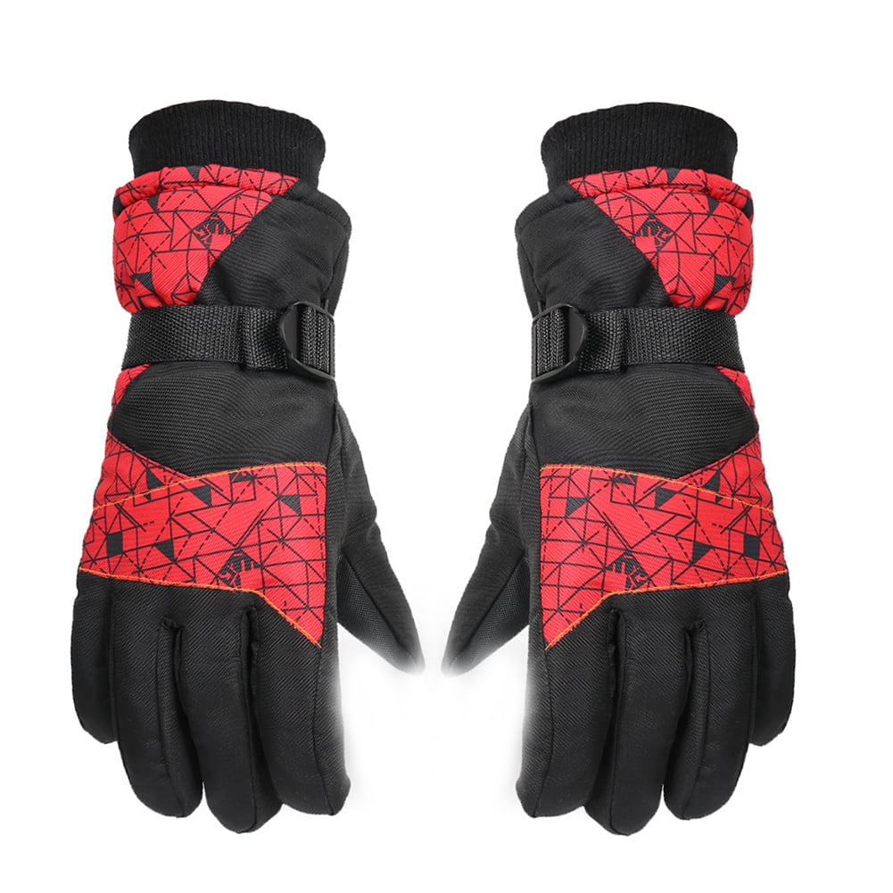 New Beiwei 35 Red Waterproof Winter Ski Gloves Mens Womans Adjustable Cuffs 