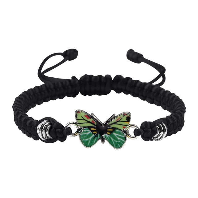 Pulseras para mujer, regalos para mujer, pulsera para enamorados, pulsera tejida a mano para San Valentín, joyería para novias, pulsera con dije de mariposa.