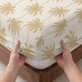 thumbnail image 3 of Queen Size Fitted Sheet Set - Brown Palm Trees 3 Piece Bedding Sets 16" Deep Pocket Fitted Sheet with 2 Pillowcases, Tropical Summer Seaside Rustic Brushed Microfiber Hotel Luxury Bed Sheets, 3 of 9